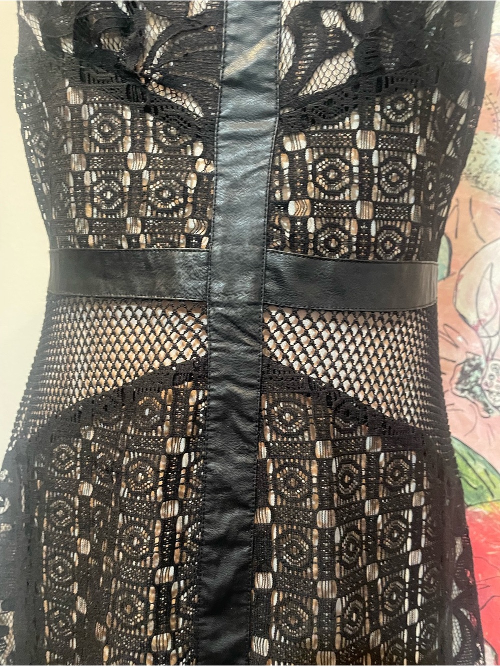Mossimo Supply Co. Black Lace Mini Dress natural lining with Sheer Insets size L - Picture 5 of 15